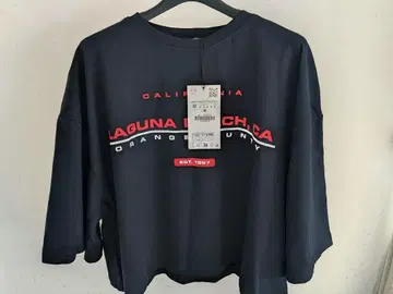 zara 크롭 칼리지 T셔츠 마린 블루 택 포함 새상품