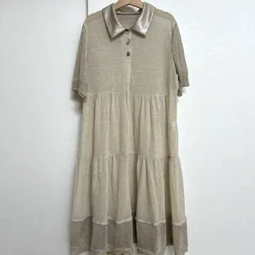 제인 마플 튜닉 원피스 골드 라메 프릴