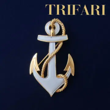 빈티지 trifari 화이트 닻 브로치 이카리 crown 트리파리