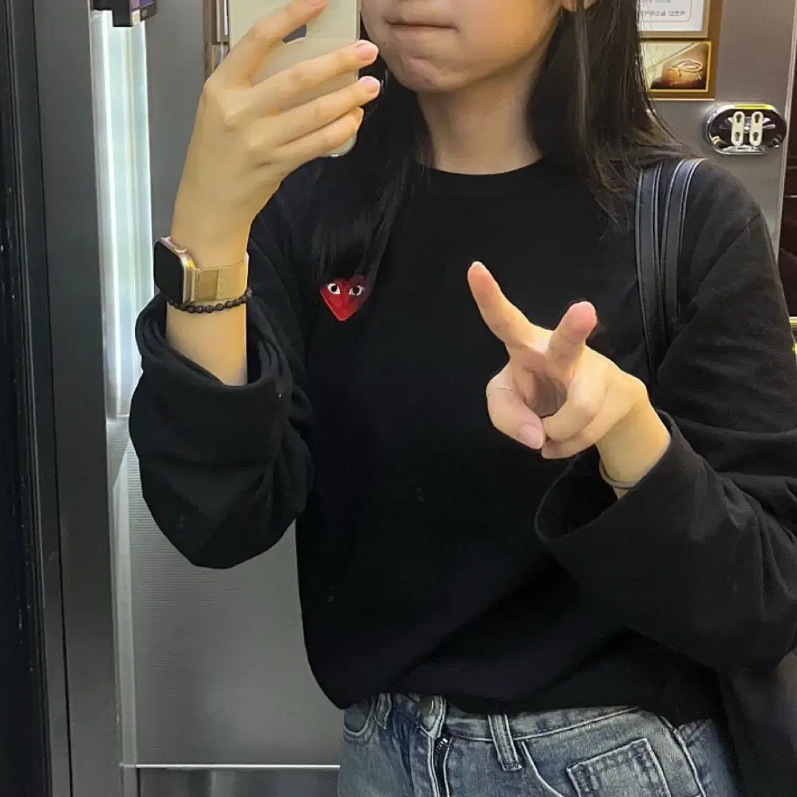 정품/무료배송) 꼼데가르송 롱슬리브 긴팔 레드와펜 남녀공용 블랙,화이트