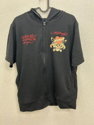 인기 Ed Hardy 후드 부착 후드티 반팔 L 사이즈 스컬 하트
