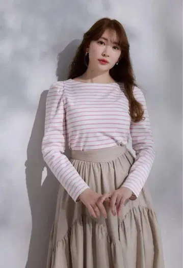 herlipto 턱 슬리브 프렌치 스트라이프 탑
