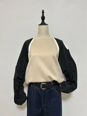 벌룬 슬리브 긴팔 상의