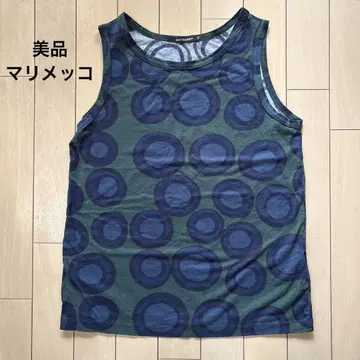 새상품급 marimekko 마리메꼬 도트 무늬 슬리브리스 셔츠 X S