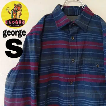 USA 구제 의류 george 플란넬 셔츠 S 네이비 와인 레드 체크