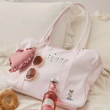 LILY BROWN 트래블 보스턴 백 토트백 베어 핑크 자수