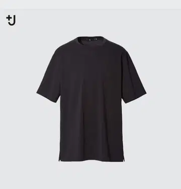 UNIQLO 플러스J +J 수피마 코튼 릴랙스 핏 크루 T 블랙