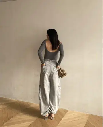 LOOSE 카고 데님 팬츠 / 그레이 M