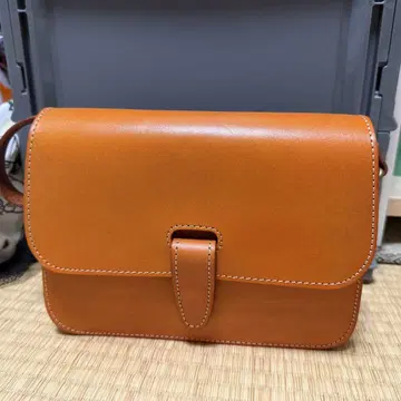 천연 가죽 탄닌 오렌지 숄더백
