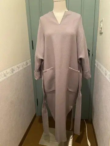 새상품급! 연보라 V넥 원피스 허리 리본 포함