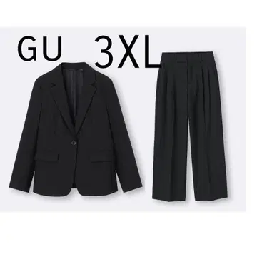 gu 워셔블 자켓 턱 와이드 팬츠 3XL 빅 사이즈