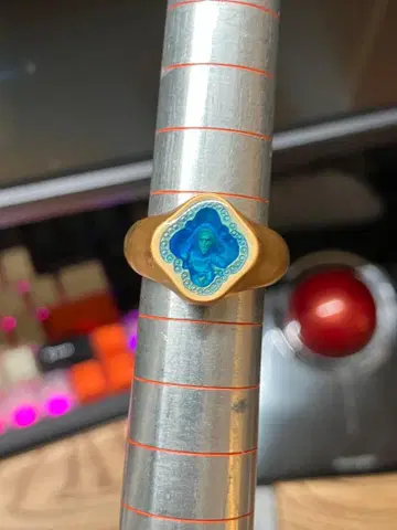 레어 각인 ete 시스루 조각 그리스도 마리아 골드 반지