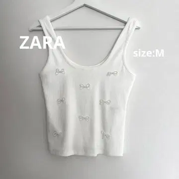 [ 새상품급 ] ZARA 자라 리본 화이트 탱크탑