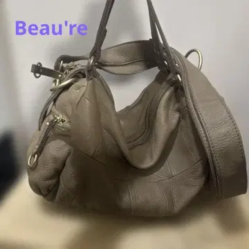 Beaure 비유레 천연 가죽 2웨이 핸드백 베이지