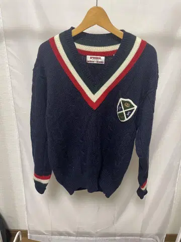 90s 맥레거 울 니트 V넥 스웨터 네이비 그린 M