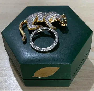 빈티지 골드 크리스탈 팬서 밸런싱 브로우 액세서리