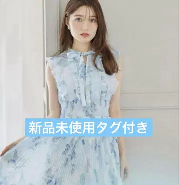 tocco closet 리본 포함 허리 셔링 플라워 플리츠 원피스
