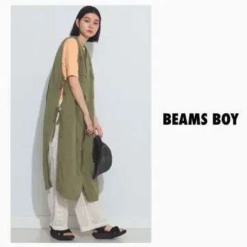 BEAMS BOY 밀리터리 사이드 리본 슬리브리스 원피스