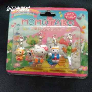 [미개봉 새상품] 헬로키티 오카야마 한정 복숭아 타로 버전 지퍼 마스코트