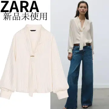 ZARA 아플리케 스트라이프 셔츠 M