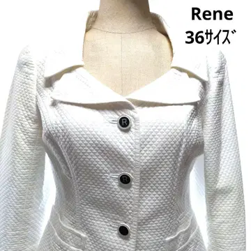 르네 퀼팅 화이트 테일러드 8분 소매 자켓 36 사이즈 9호