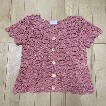 PINK HOUSE 핑크하우스 가디건 코바늘뜨기 핑크 구제 의류