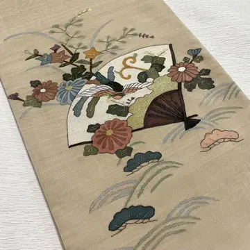 자수 후쿠로 오비 태고 순수 실크