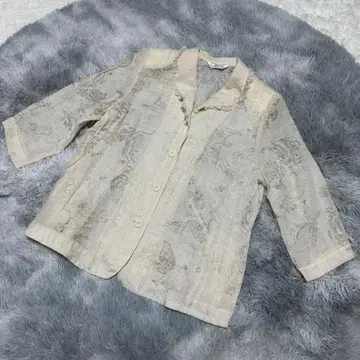 린넨 베이지 오부 소매 셔츠