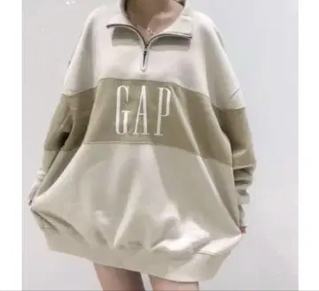빈티지 소프트 Gap 로고 오버 사이즈 하프 지퍼 풀오버