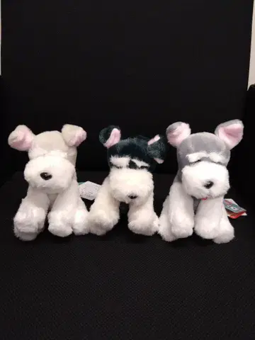 슈나와 밥 귀가 쫑긋 슈나우저 봉제 인형 3종 세트