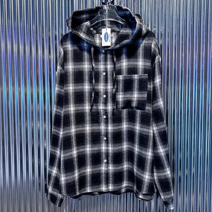 New Product] Black Tartan Hooded Check Jacket (Domestic XL) CL586