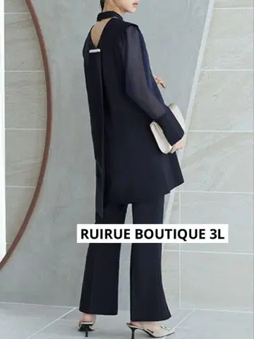 RUIRUE BOUTIQUE 펄 디자인 상의 x 팬츠 셋업 3L