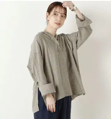 TORRAZZO DONNA 후드 부착 스트라이프 셔츠