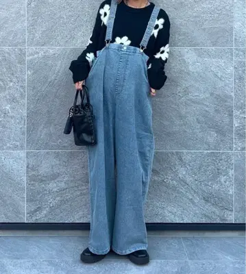 시마무라 saori 콜라보 데님 서스펜더 포함
