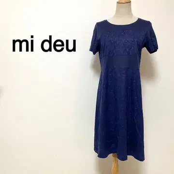 미 드 블루칼라 꽃무늬 반팔 원피스