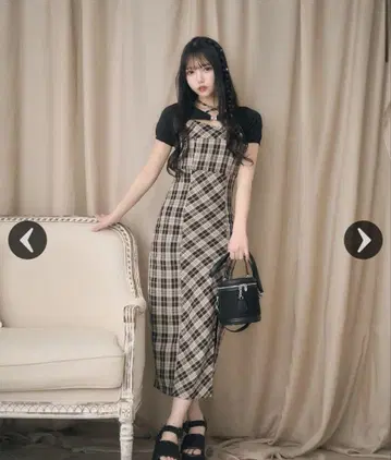 미셸 마카롱 앙상블 체크 원피스 F 사이즈