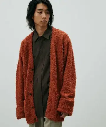 LIDNM FEATHER YARN LOOSE CARDIGAN