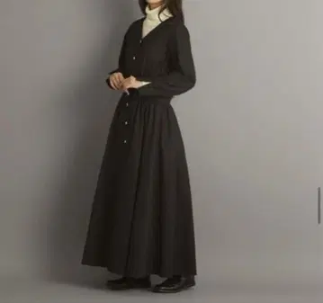 foufou THE DRESS #03 V넥 버튼 원피스 M