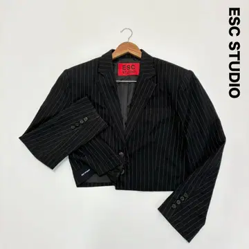 ESC STUDIO 숏 기장 크롭 자켓 F 네이비 스트라이프