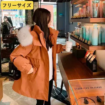 n21 [ 미사용 새상품 ] 후드 부착 패딩 자켓 아웃도어 오렌지 여성용