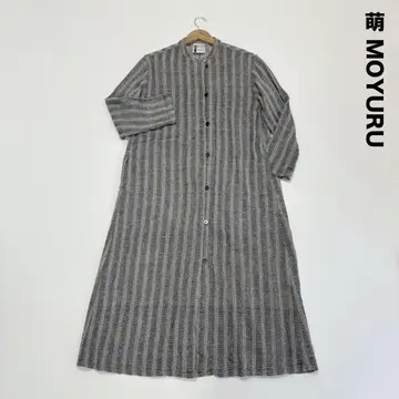 모에 MOYURU 모유루 자카드 스트라이프 밴드 카라 롱 원피스