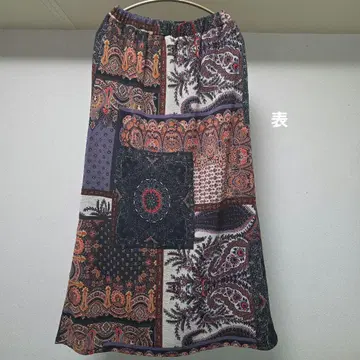 안티카 패치워크 패턴 롱 스커트 페이즐리