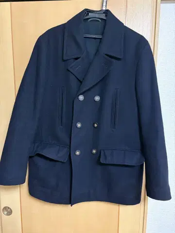 랄프 로렌 네이비 더블 브레스트 피 코트