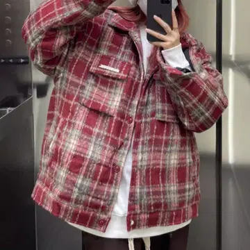 [새상품급] 체크 무늬 아우터 레트로 빅 실루엣 캐주얼