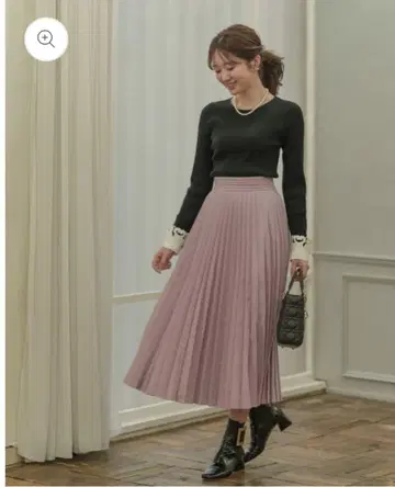 메종 에쉘 턱 벨트 플리츠 스커트 M 핑크