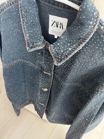 ZARA 반짝이는 스터드 스트라스 데님 자켓 XS