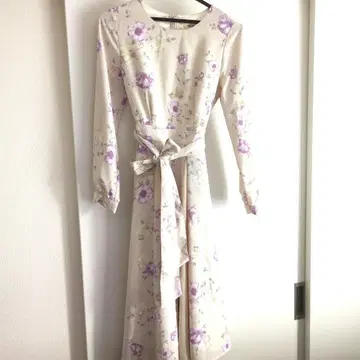 미슈마슈 꽃무늬 롱 원피스 (탁한 보라색) 긴팔