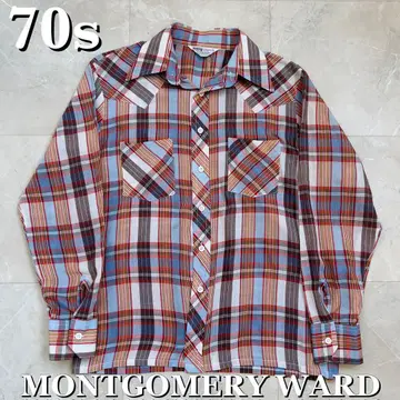 70s MONTGOMERY WARD 웨스턴 체크 셔츠 빈티지