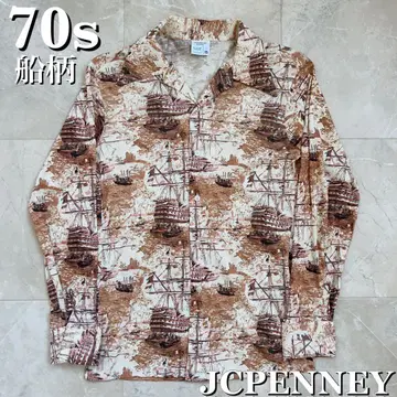 70s JCPENNEY 올 패턴  셔츠 빈티지 아트 검 60s