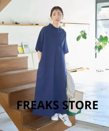 FREAKS STORE 네이비 셔츠 원피스 반팔 롱